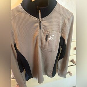 KJUS Tan and Black Quarter-Zip Pullover